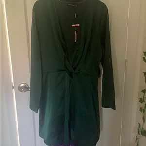 Faux wrap satin dress